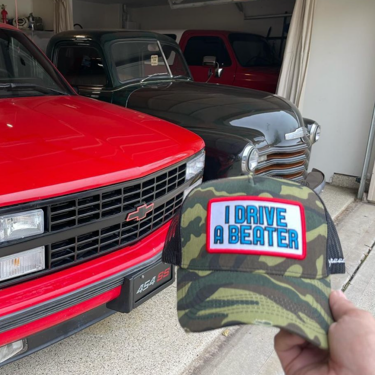 "I Drive a Beater" Trucker Hat (Camo)