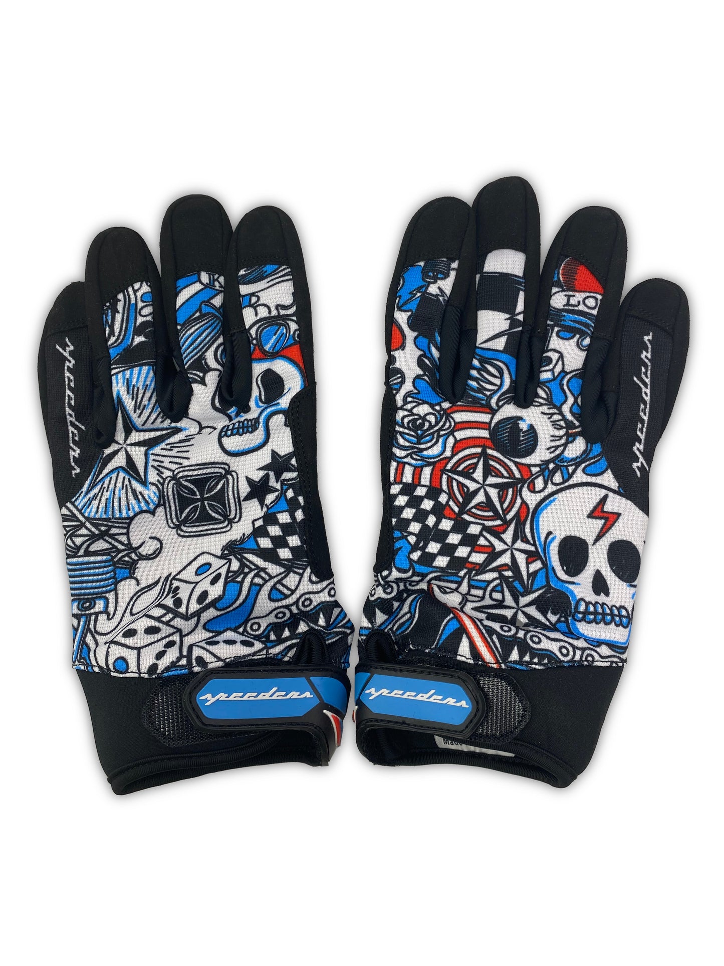 "Chains and Things" Mechanic Gloves (Red/Blue)