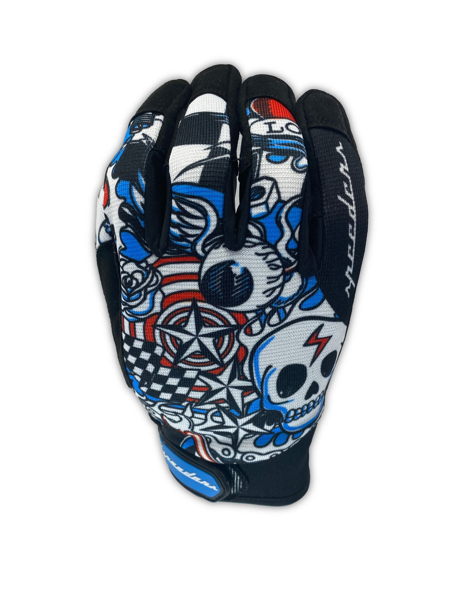 "Chains and Things" Mechanic Gloves (Red/Blue)
