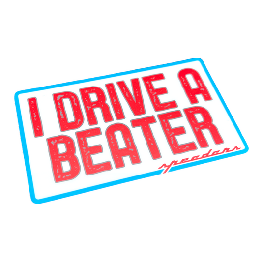 "I Drive A Beater" Automotive Sticker (Red, White, and Blue)