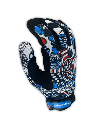 "Chains and Things" Mechanic Gloves (Red/Blue)